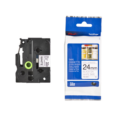 Schriftband TZe-N251 (nicht lam.) Schwarz auf Weiß 24mm x 8m