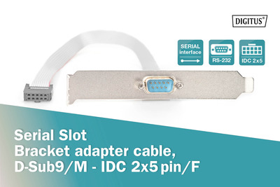 DIGITUS Slotblech Adapterkabel D-Sub9/St, IDC 2x 5pin/Bu 0.25m