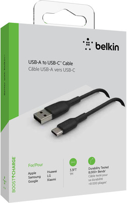 Belkin USB-C/USB-A Kabel PVC, 1m, schwarz