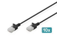 DIGITUS CAT 6 U-UTP Slim Patchkabel, 3 m, Schwarz, 10 Stück