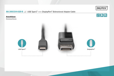 DIGITUS USB Typ C <=> DisplayPort Bidirektional Adapterkabel