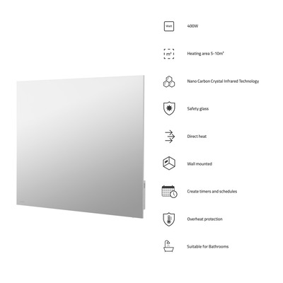 Hombli smartes Infrarot Glas Heizpanel 400W Spiegel