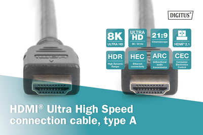 DIGITUS HDMI Ultra High Speed Anschlusskabel - 1m