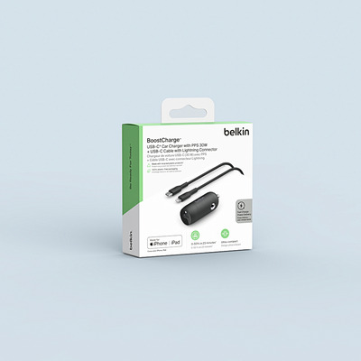 Belkin 30W USB-C Kfz-Ladegerät incl. Lightning, 1m, schwarz
