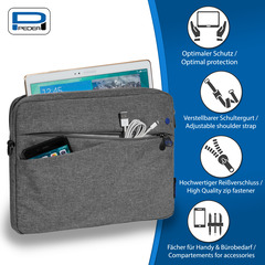 PEDEA Tablettasche "Fashion" 32,8 cm (bis 12.9''), grau/blau