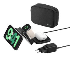 Belkin 3-in-1 magn. einklappbares Reise-Ladegerät, schwarz