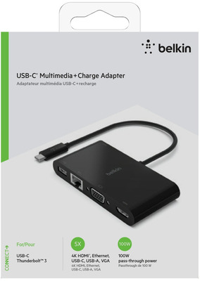 Belkin USB-C auf Gigabit-Ethernet/HDMI/VGA/USB-A-Adapter, blk