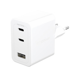 empower Turbo 70W Multiple Charger 2xUSB-C+USB-A/EU-Plug/white