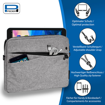 PEDEA Tablettasche "Fashion" 32,8 cm (bis 12.9'') grau/schwarz