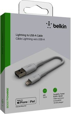 Belkin Lightning Lade/Sync Kabel PVC mfi zertifiziert 15cm wht