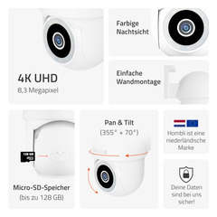 Hombli smarte outdoor Kamera, Compact Cam 4K, weiß