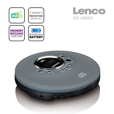 LENCO CD-400GY - Tragbarer CD/MP3-Player für CD, CD-R, CD-RW