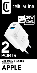 Cellularline Dual Port Travel Charger Apple PD 20W White