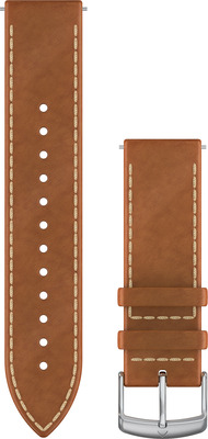 Garmin Ersatzarmband 20mm Leder Hellbraun mit Naht/Silber