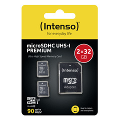 Intenso microSD Card UHS-I 32GB SDHC Premium double pack