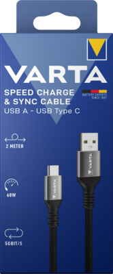 VARTA Speed Charge & Sync Cable USB A to USB Type C