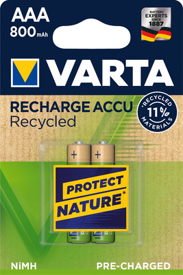 VARTA Recharge Akku Recycled AAA Micro 2er 800mAh