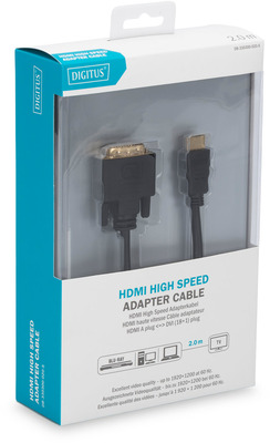 DIGITUS HDMI Adapterkabel Typ A-DVI/18+1 St/St 2.0m Full HD sw