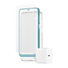 Bundle 3-in-1 A16 Charger+Glass,UWF+TPU-Case