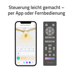 Hombli smarter Deckenventilator mit Licht, Black & Black Wood