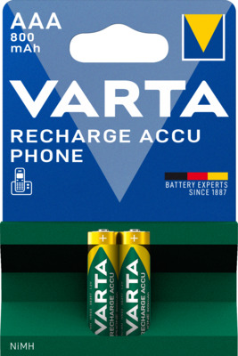 VARTA Recharge Accu Phone, Telefon Akku, AAA 800mAh, 2Stk
