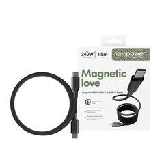 empower Magnetic 240W USB-C-USB-C Cable/USB 2.0/1.5M/black
