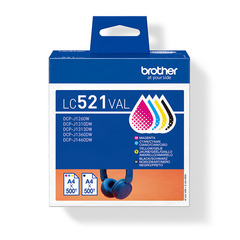 Brother Tintenpatronen LC-521VAL Multipack (je 1x BK/M/C/Y)