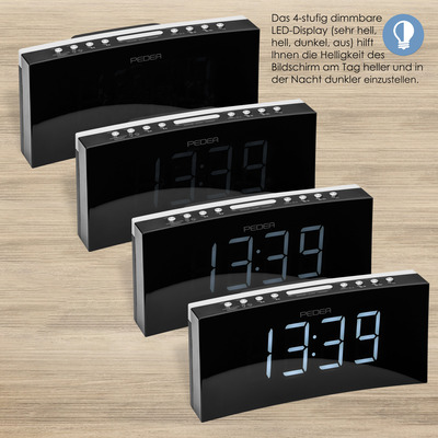 PEDEA FM Radiowecker / Projektionswecker, schwarz