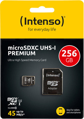 Intenso 256GB mircoSDXC Class10 UHS-I Premium + SD-Adapter