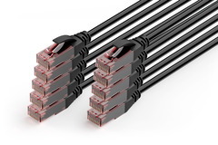 DIGITUS CAT 6 U/UTP Outdoor-Patchk.,PE,10er,AWG 26/7,1m, Schw.