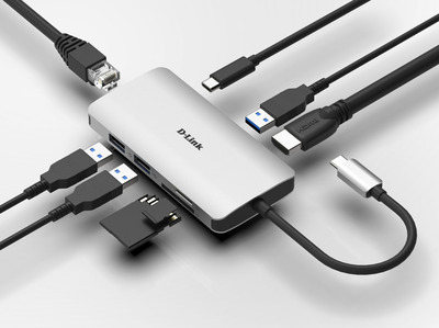 D-Link DUB-M810 USB-C 8-Port USB 3.0 Hub mit HDMI und Ethernet