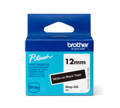 Brother Schriftband BTAG-335 Weiß auf Schwarz 12 mm x 4 m