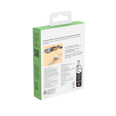 Belkin 4-Port USB-Splitter 2x USB-C, 2xUSB-A, max.30 W, weiss