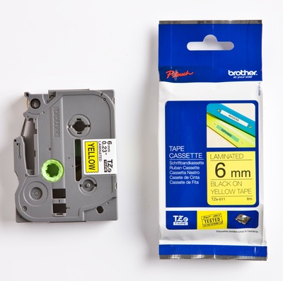 Schriftband TZe-661 (lam.) Schwarz auf Gelb BxL 36mm x 8m