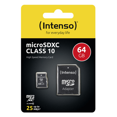 Intenso 64GB microSDXC Class 10 + SD-Adapter