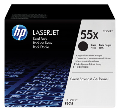 HP Toner Nr. 55X Doppelpack CE255XD Schwarz (ca.2x 12.500 S.)
