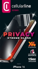 Cellularline Xtreme Glass Privacy iPhone 16