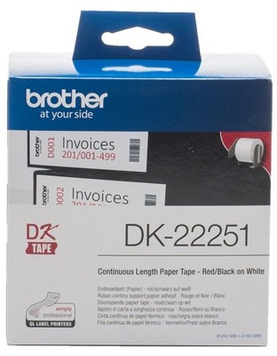 Brother Endlos-Etiketten DK-22251 rot/schwarz, 62mm x 15,24m