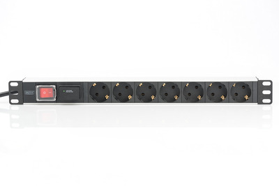 DIGITUS 1HE Alu PDU 16A Plug, 7-fach, Schalter, Überspannungs.
