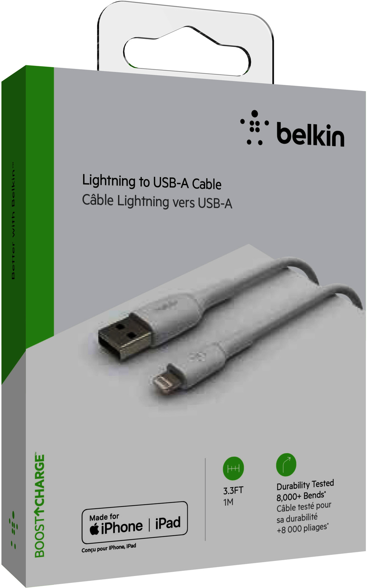 Belkin Apple Ladekabel Lightning Sync Kabel PVC mfi zertifiziert 1m weiß
