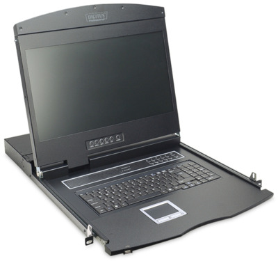 DIGITUS Modulare Konsole 19“ TFT, 16-Port KVM & Touchpad, DE