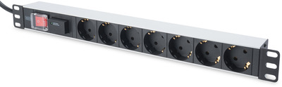 DIGITUS 1HE Alu PDU 16A Plug, 7-fach, Schalter, Überspannungs.