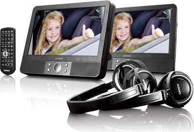 LENCO MES-415 Set 9" DVD-Player + Kopfhörer, Halter, schwarz