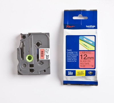 Brother Schriftband TZe-431 (lam.) Schw. auf Rot BxL 12mm x 8m