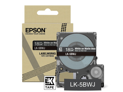 Epson Matte Tape - Schwarz matt / Schrift Weiß 18 mm