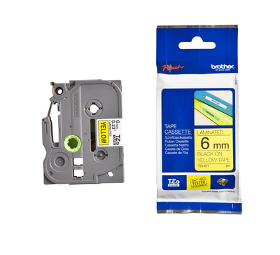 Brother Schriftband TZe-611 (lam.) Schwarz auf Gelb 6mm x 8m
