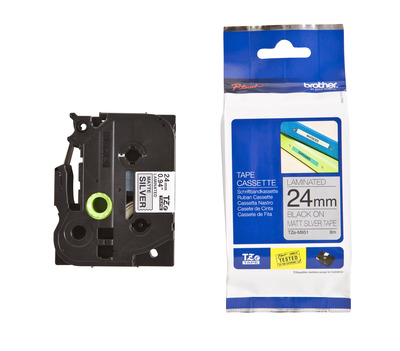 Schriftband TZe-M951 (lam.) Schwarz auf Silber matt 24mm x 8m