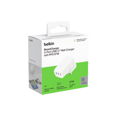 Belkin BOOST CHARGE 67W Ladegerät mit 3 USB-C, w