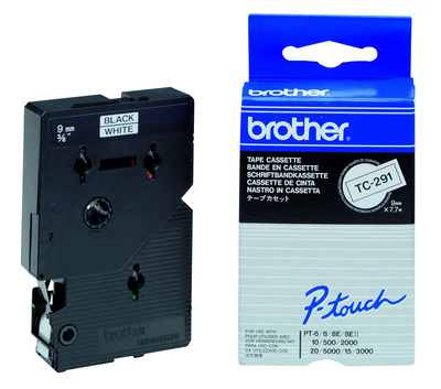 Schriftband TC-291 (lam.) Schwarz auf Weiß BxL 9mm x 7,7m