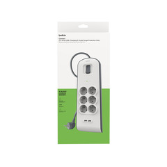 Belkin Steckdosenleiste Überspannungsschutz, 6-Fach, USB, 2 m